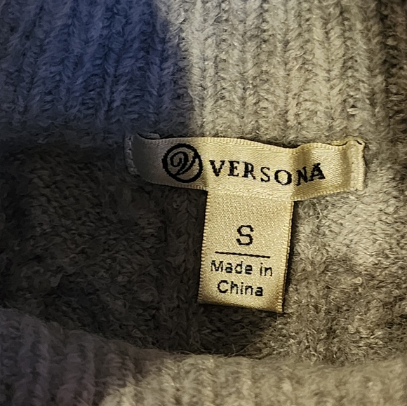 Versona Gray Cable Knit Sleeveless Turtleneck Sweater Vest Small Preppy - Picture 6 of 7